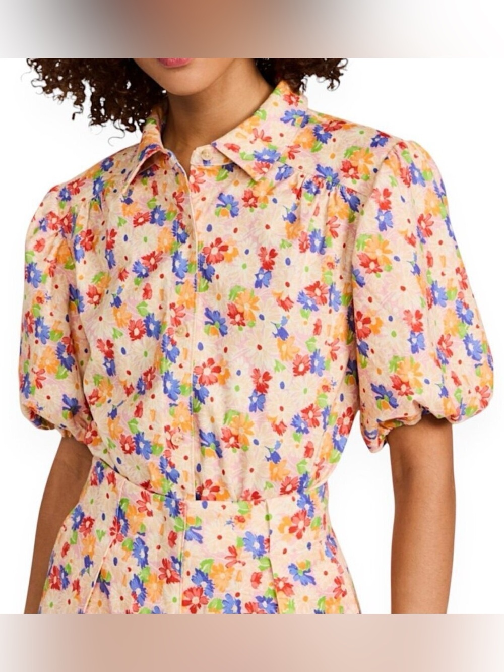 Something Navy Peach Floral Short-Sleeve Button Down Shirt